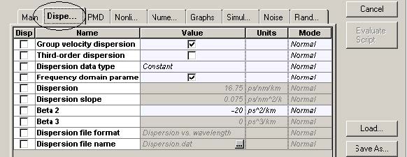 Optical System - Figure 4 -  Fiber parameters