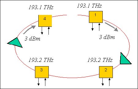 Optical System - Figure 6 -  Ring network layout with two amplifiers