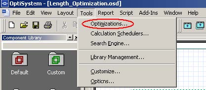 Optical System - Figure 20 -  Optimizations option at the Tools menu