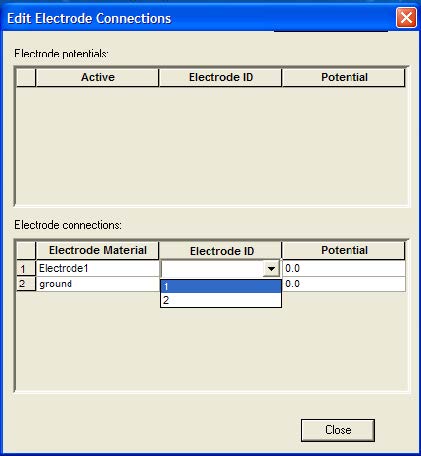 BPM - Figure 20 Edit Electrode Connections dialog box, with combo selection of electrode ID.
