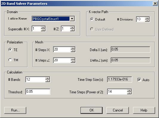 FDTD - Figure 30 2D Band Solver Parameters dialog box