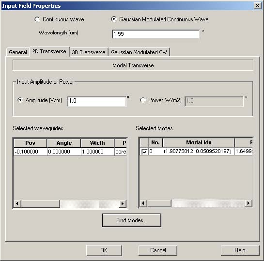 FDTD - Figure 74 Input Plane Properties dialog box—2D Transverse tab