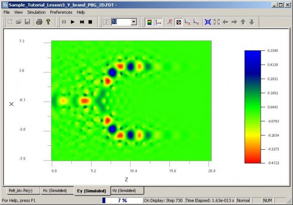 FDTD - Figure 96 Wave propagation in OptiFDTD Simulator