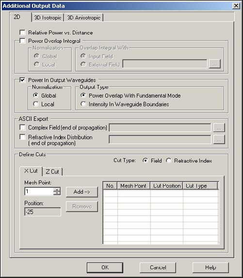 BPM - Figure 17 Additional Output Data dialog box