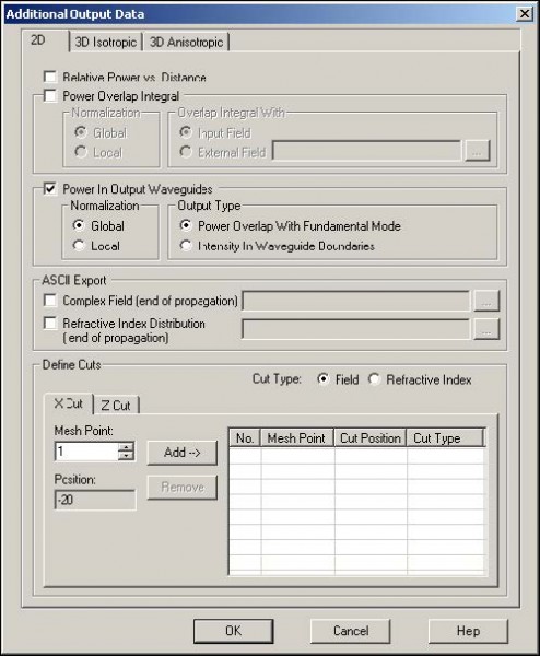 BPM - Figure 25 Additional Output Data dialog box