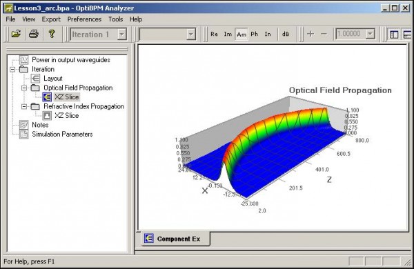 BPM - Figure 27 OptiBPM_Analyzer — Optical Field Propagation