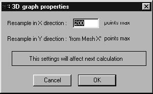 Optical Grating - 3D Graph Properties dialog