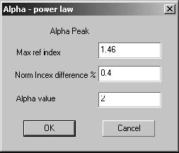 Optical Grating - Alpha Power Law dialog box