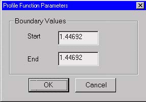 Optical Fiber - Profile Function Parameters dialog box