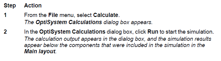 Optical System - Run a simulation