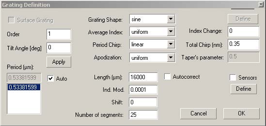 Optical System - Figure 5 Grating Definition dialog box