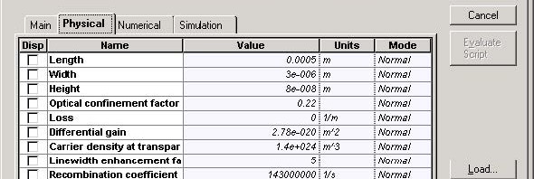 Optical System - Figure 1 SOA parameters