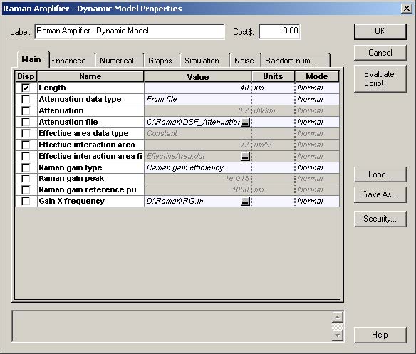 Raman Amplifier - Dynamic Model