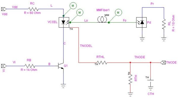 Optical SPICE - Figure 2 Subcircuit block of a VCSEL channel