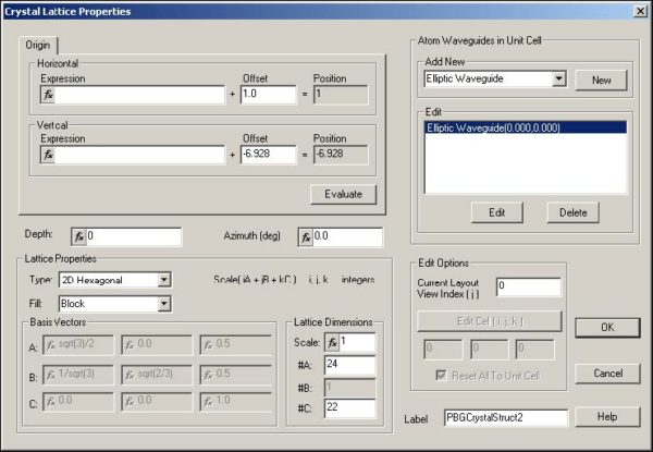 FDTD - Figure 86 Crystal Lattice Properties dialog box