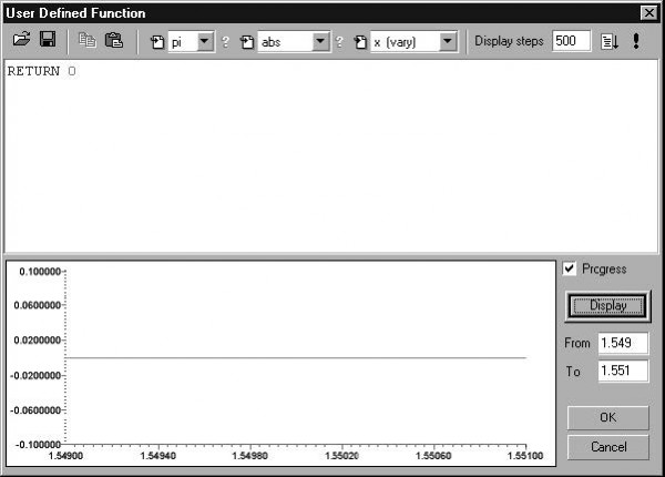 Optical Grating - User defined dialog box