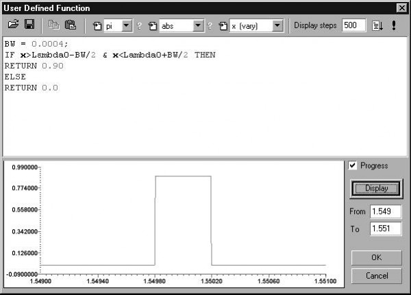 Optical Grating - User Defined Function